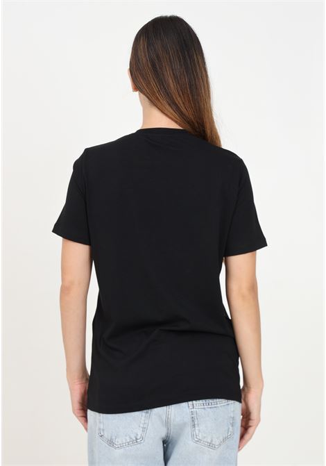 T-shirt a manica corta nera da donna con stampa logo e strass ELISABETTA FRANCHI | MA00346E2110